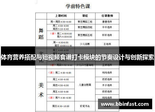 体育营养搭配与短视频食谱打卡模块的节奏设计与创新探索